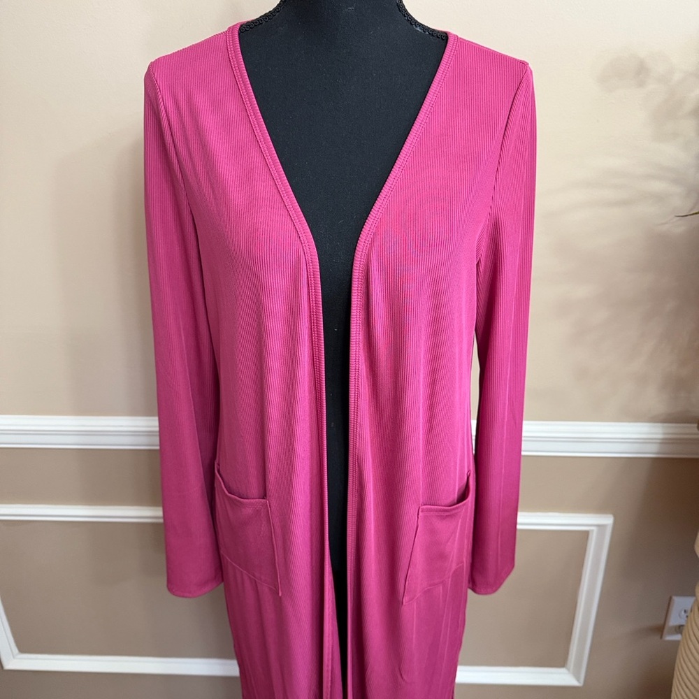 Kate & Mallory Ribbed Magenta Duster